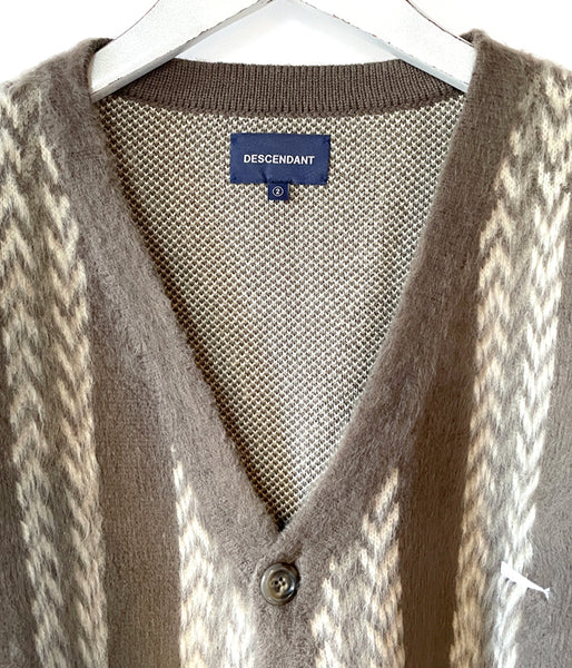 DESCENDANT/NURSE KNIT STRIPE CARDIGAN (BEIGE)