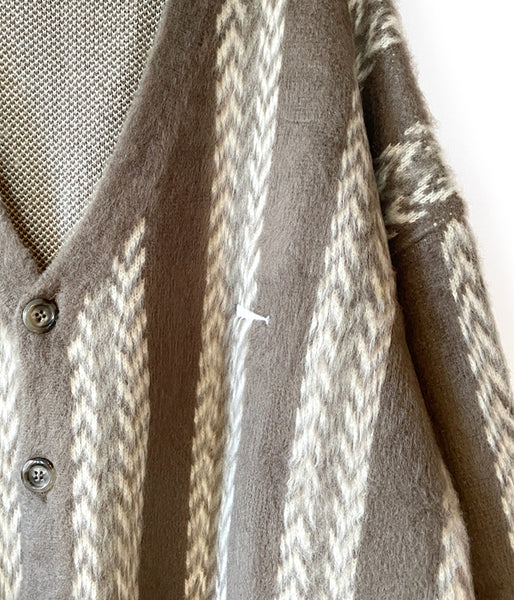 DESCENDANT/NURSE KNIT STRIPE CARDIGAN (BEIGE)