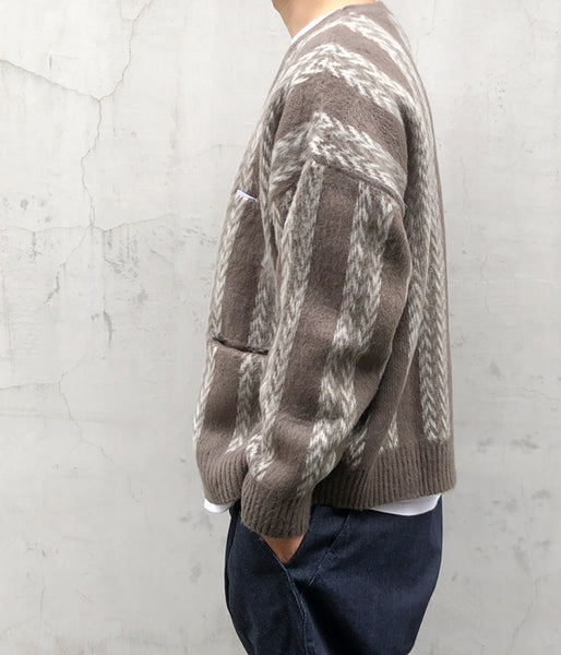 DESCENDANT/NURSE KNIT STRIPE CARDIGAN (BEIGE)