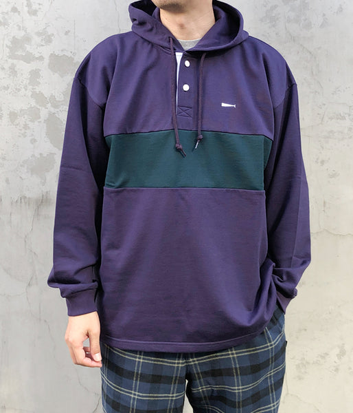 DESCENDANT/BERRYS HENLEY NECK HOODED LS (PURPLE)