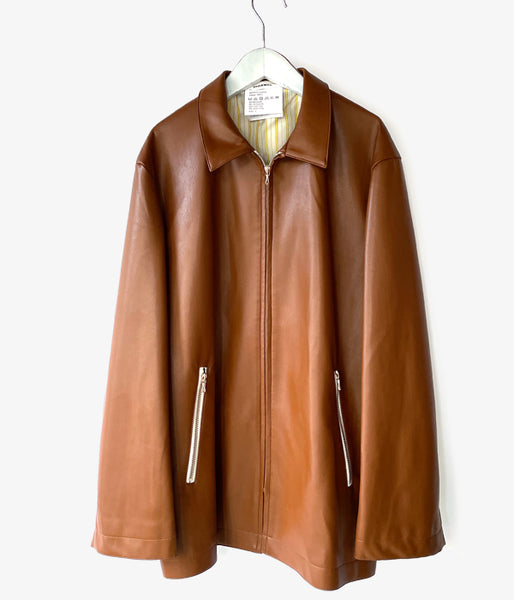 DIGAWEL/SYNTHETIC LEATHER HALF COAT (BRWON)
