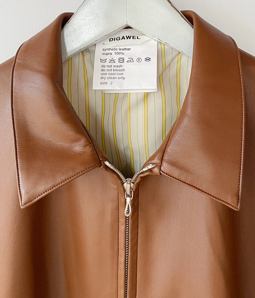 DIGAWEL/SYNTHETIC LEATHER HALF COAT (BRWON)