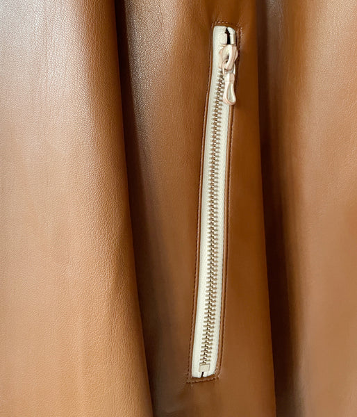 DIGAWEL/SYNTHETIC LEATHER HALF COAT (BRWON)