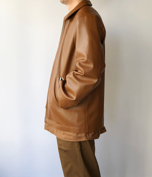 DIGAWEL/SYNTHETIC LEATHER HALF COAT (BRWON)
