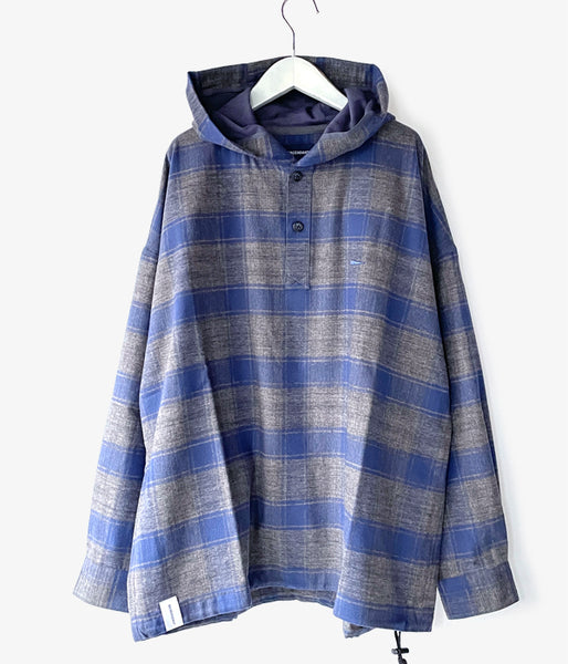 DESCENDANT/MOLE HOODED PLAID SHIRT (GRAY)
