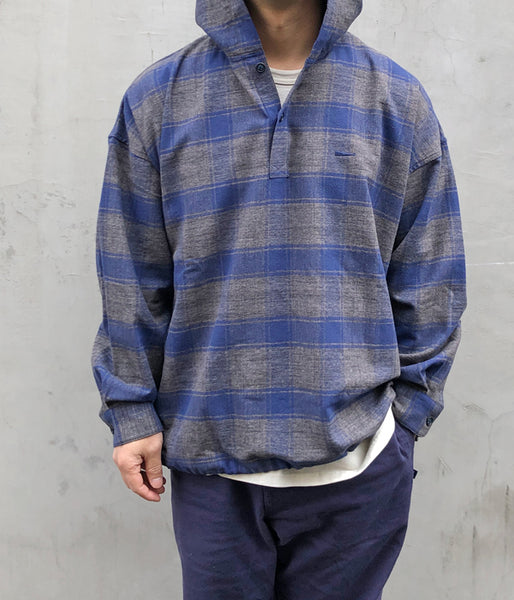 DESCENDANT/MOLE HOODED PLAID SHIRT (GRAY)