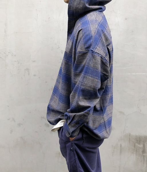 DESCENDANT/MOLE HOODED PLAID SHIRT (GRAY)