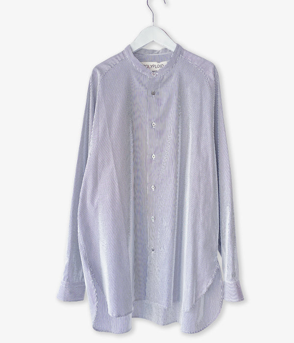 POLYPLOID/RAGLAN STAND COLLAR SHIRT B (WHITE/BLACK)