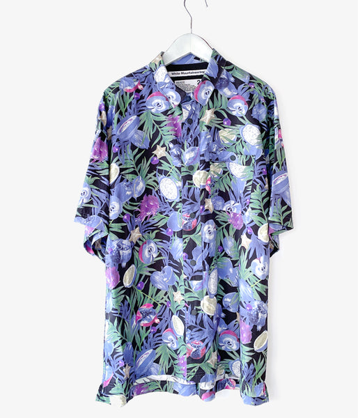 White Mountaineering/FRUIT PATTERN HALF SLEEVES SHIRT (BLACK)