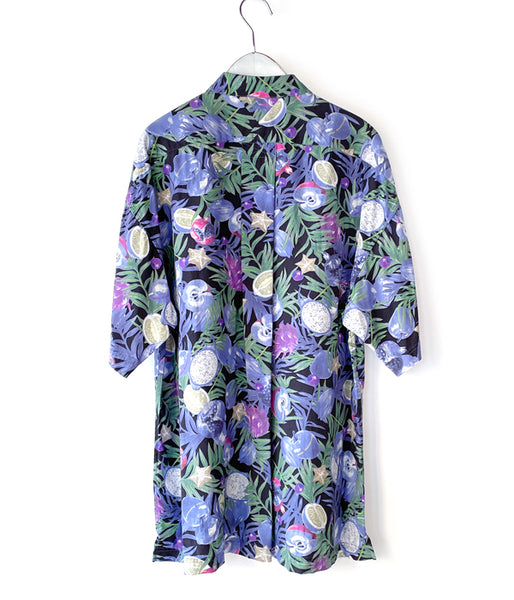 White Mountaineering/FRUIT PATTERN HALF SLEEVES SHIRT (BLACK)