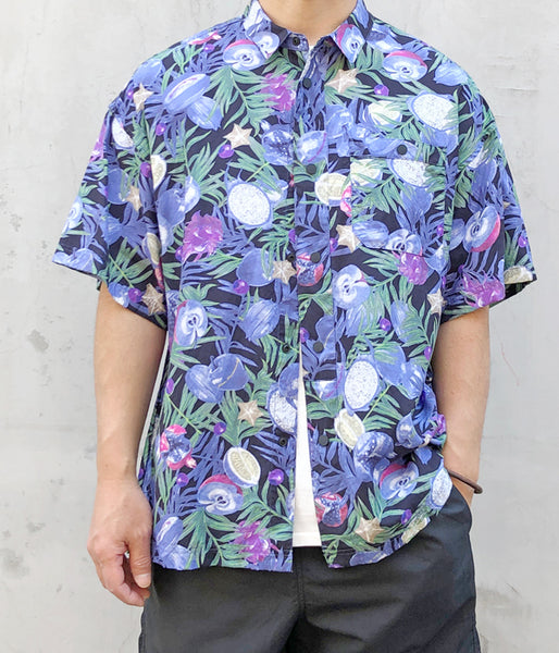 White Mountaineering/FRUIT PATTERN HALF SLEEVES SHIRT (BLACK)
