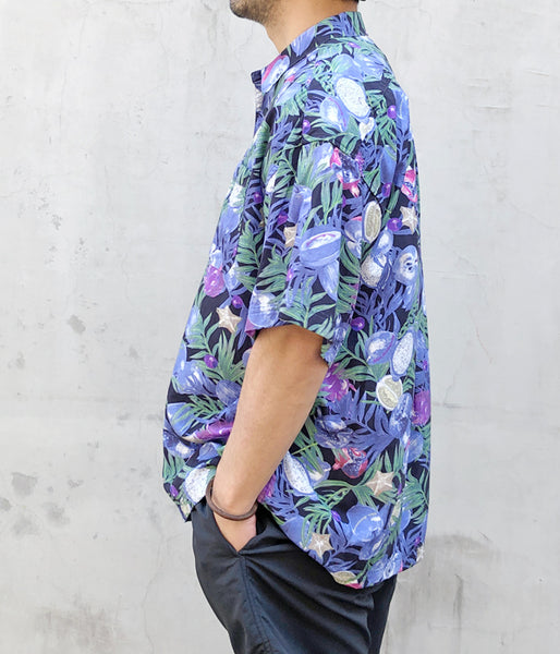 White Mountaineering/FRUIT PATTERN HALF SLEEVES SHIRT (BLACK)