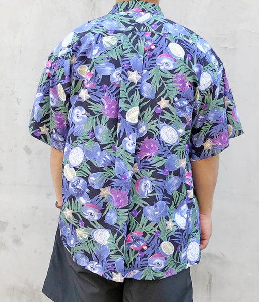 White Mountaineering/FRUIT PATTERN HALF SLEEVES SHIRT (BLACK)