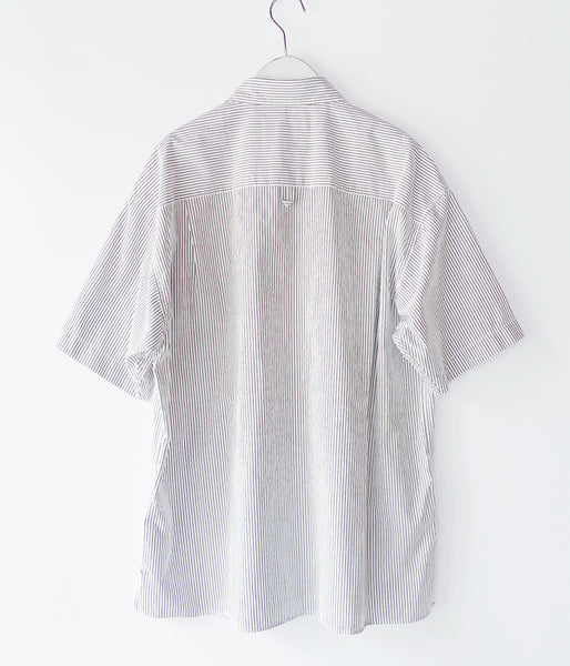 MHL./COTTON LINEN STRIPE SS SHIRT (WHITE)