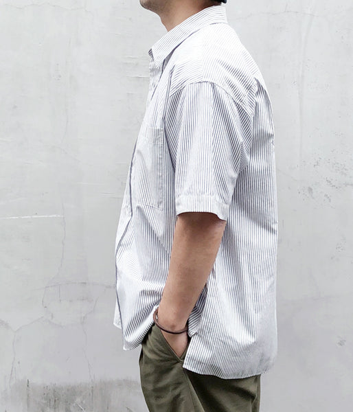 MHL./COTTON LINEN STRIPE SS SHIRT (WHITE)