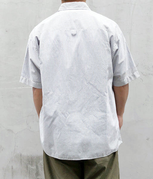 MHL./COTTON LINEN STRIPE SS SHIRT (WHITE)
