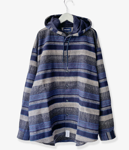 DESCENDANT/MULE HOODED LS SHIRT (NAVY)