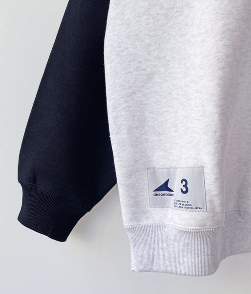 DESCENDANT/E.P CREW NECK (WHITE×BLACK)