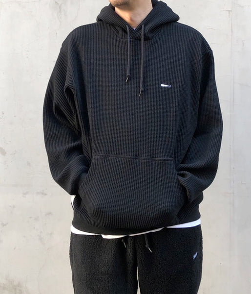 DESCENDANT/CACHALOT WAFFLE HOODY (BLACK)