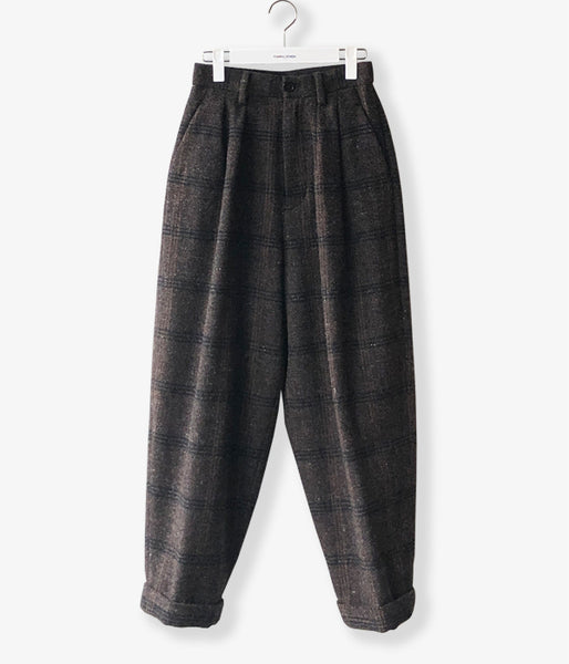 FUMIKA_UCHIDA/Plaid Nep Tweed/DAD PANTS(OLVBRN×CHARCOAL/size34)