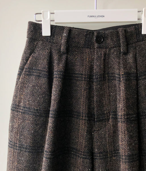 FUMIKA_UCHIDA/Plaid Nep Tweed/DAD PANTS(OLVBRN×CHARCOAL/size34)