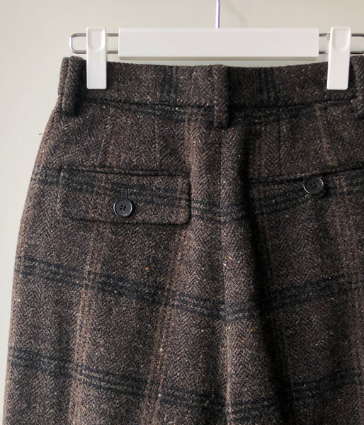 FUMIKA_UCHIDA/Plaid Nep Tweed/DAD PANTS(OLVBRN×CHARCOAL/size34)