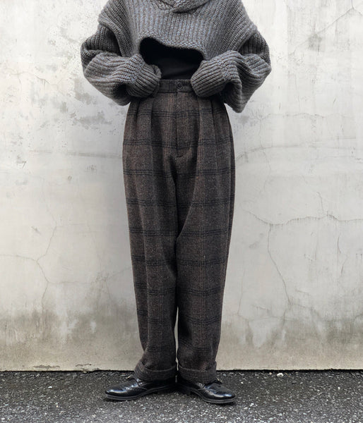 FUMIKA_UCHIDA/Plaid Nep Tweed/DAD PANTS(OLVBRN×CHARCOAL/size34)