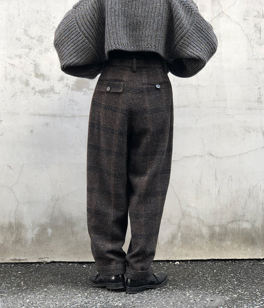 FUMIKA_UCHIDA/Plaid Nep Tweed/DAD PANTS(OLVBRN×CHARCOAL/size34)