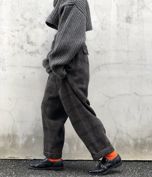 FUMIKA_UCHIDA/Plaid Nep Tweed/DAD PANTS(OLVBRN×CHARCOAL/size34)