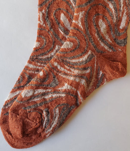 FUMIKA_UCHIDA/MOHAIR GEOMETRY SOCKS(APRICOTORANGE)