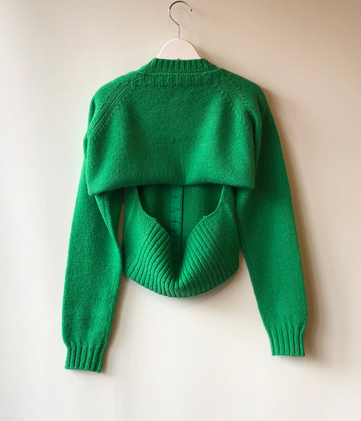 FUMIKA_UCHIDA/7G Shetland/SEPARATE-SLEEVE CARDIGAN(SPINACH)