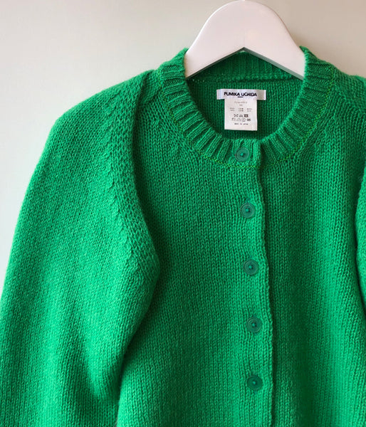 FUMIKA_UCHIDA/7G Shetland/SEPARATE-SLEEVE CARDIGAN(SPINACH)