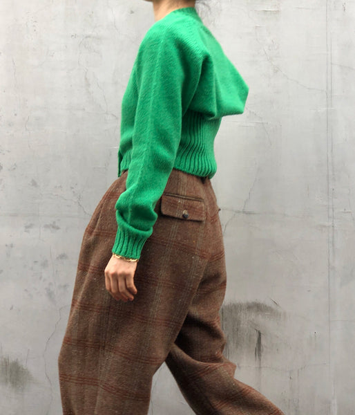 FUMIKA_UCHIDA/7G Shetland/SEPARATE-SLEEVE CARDIGAN(SPINACH)