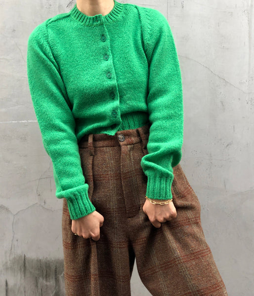 FUMIKA_UCHIDA/7G Shetland/SEPARATE-SLEEVE CARDIGAN(SPINACH)