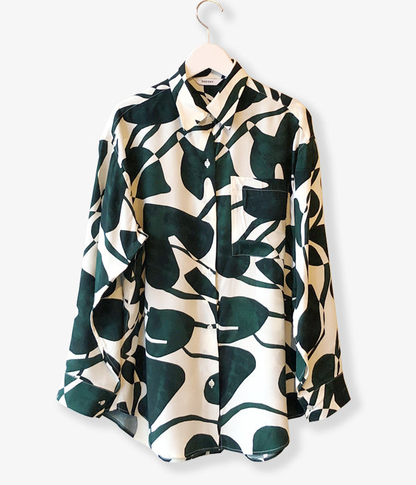 PHEENY/RAYON LEAF PRINT SHIRT(GREEN)