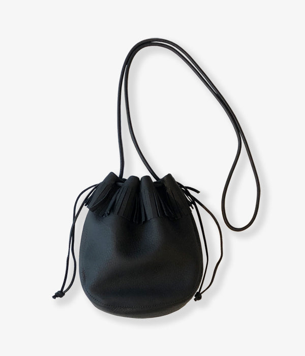Aeta/DEER LEATHER FRINGE SHOULDER POUCH S(BLACK)