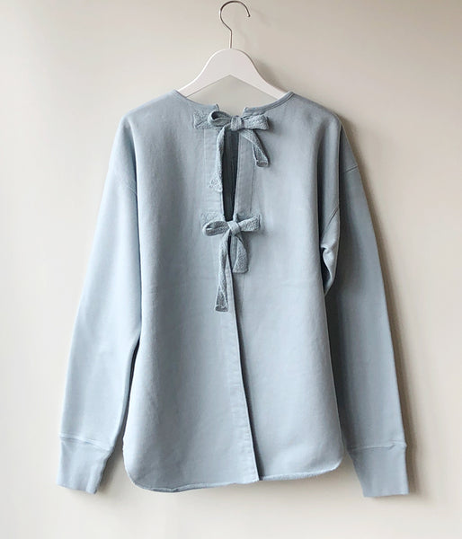 FUMIKA_UCHIDA/Defatted Fleece BACK OPEN SWEAT TOP(SKYBLUE)