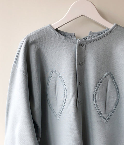 FUMIKA_UCHIDA/Defatted Fleece BACK OPEN SWEAT TOP(SKYBLUE)