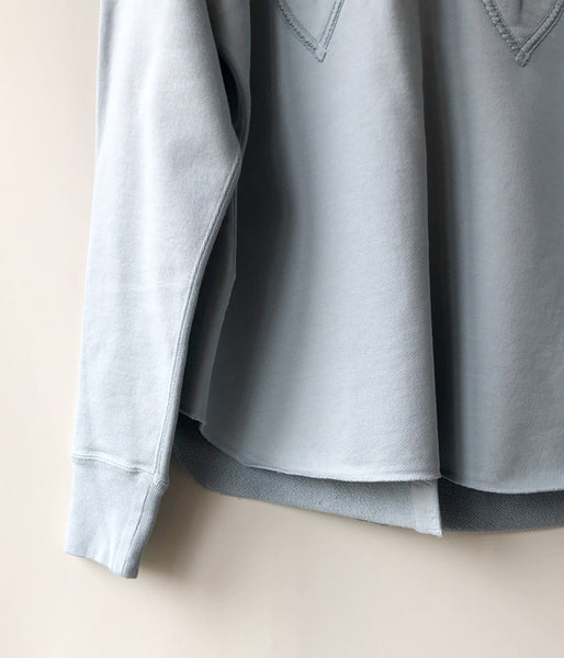 FUMIKA_UCHIDA/Defatted Fleece BACK OPEN SWEAT TOP(SKYBLUE)