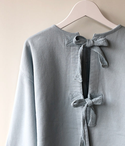 FUMIKA_UCHIDA/Defatted Fleece BACK OPEN SWEAT TOP(SKYBLUE)