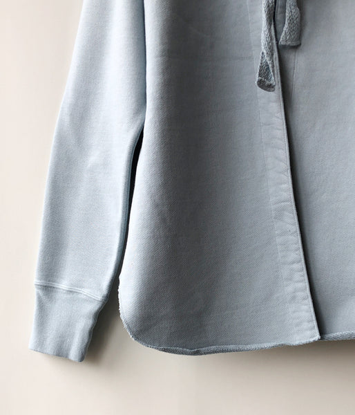 FUMIKA_UCHIDA/Defatted Fleece BACK OPEN SWEAT TOP(SKYBLUE)