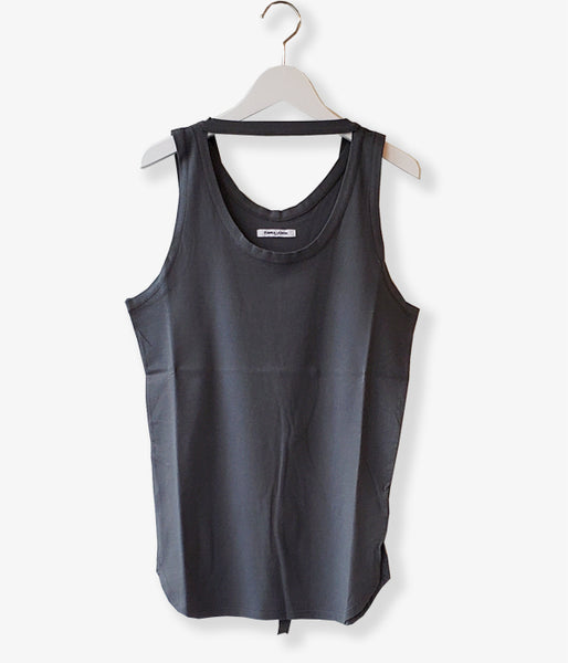 FUMIKA_UCHIDA/DOUBLE NECK NO-SLEEVE TANKTOP(CHARCOAL)