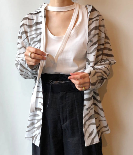 FUMIKA_UCHIDA/DOUBLE NECK NO-SLEEVE TANKTOP(WHITE)