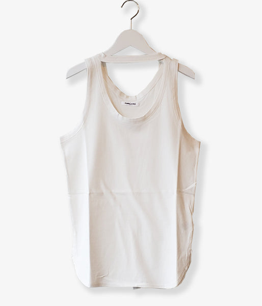 FUMIKA_UCHIDA/DOUBLE NECK NO-SLEEVE TANKTOP(WHITE)
