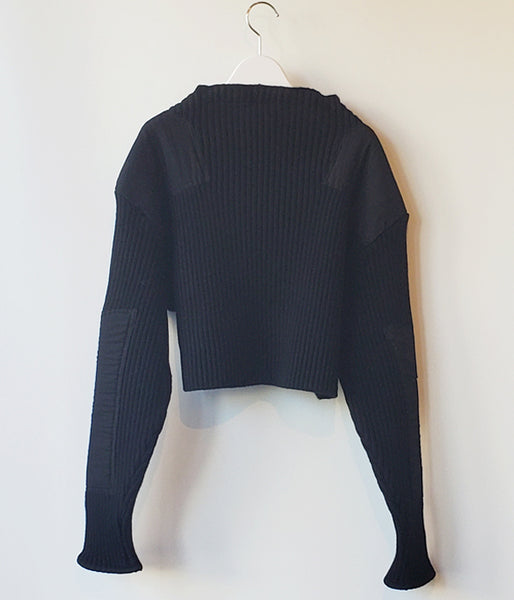 FUMIKA_UCHIDA/RIB KNIT PATCHED CROPPED SWEATER(BLACK)
