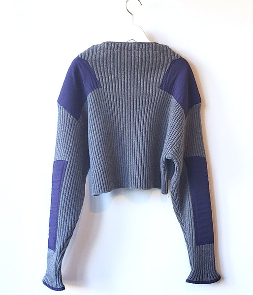 FUMIKA_UCHIDA/RIB KNIT PATCHED CROPPED SWEATER(L.GREY)