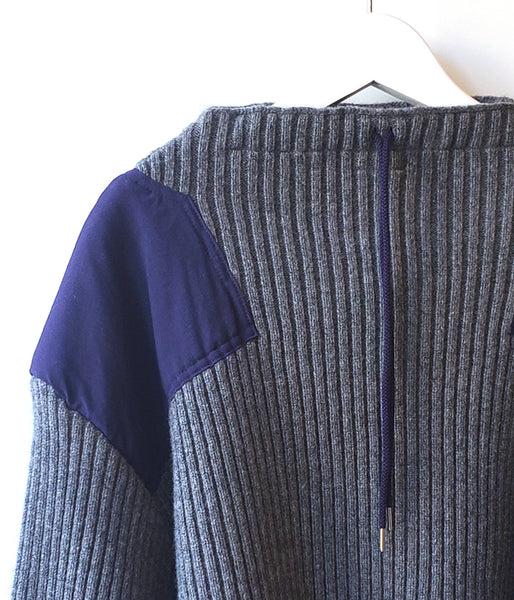 FUMIKA_UCHIDA/RIB KNIT PATCHED CROPPED SWEATER(L.GREY)