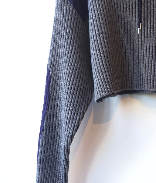 FUMIKA_UCHIDA/RIB KNIT PATCHED CROPPED SWEATER(L.GREY)