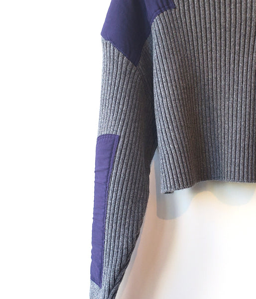 FUMIKA_UCHIDA/RIB KNIT PATCHED CROPPED SWEATER(L.GREY)