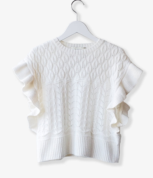 WRYHT/LACE PETTICOAT PATTERN TINY VEST(RAW WHITE)